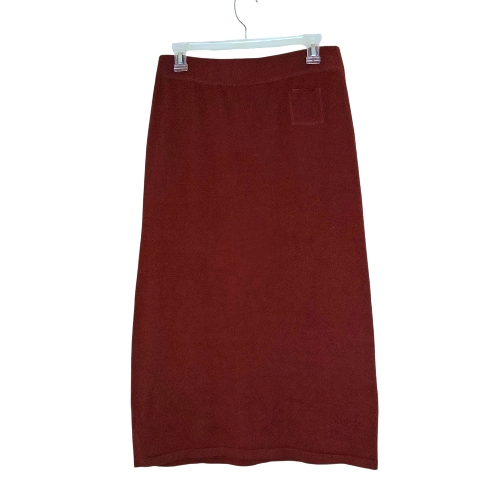 Eileen Fisher Knit Pull-on Tube Pencil Skirt Sz Small-petite Burgundy